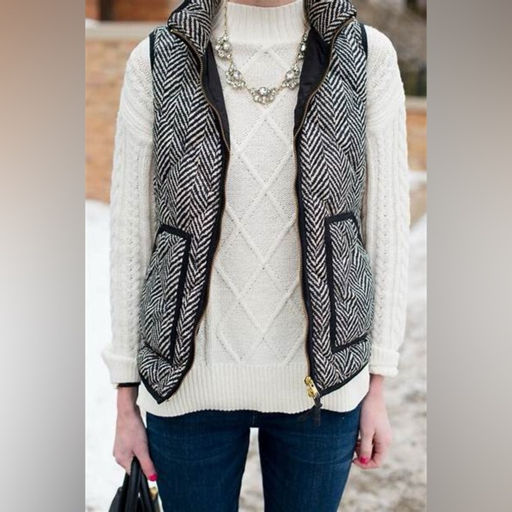 J. Crew Houndstooth Puffer Vest